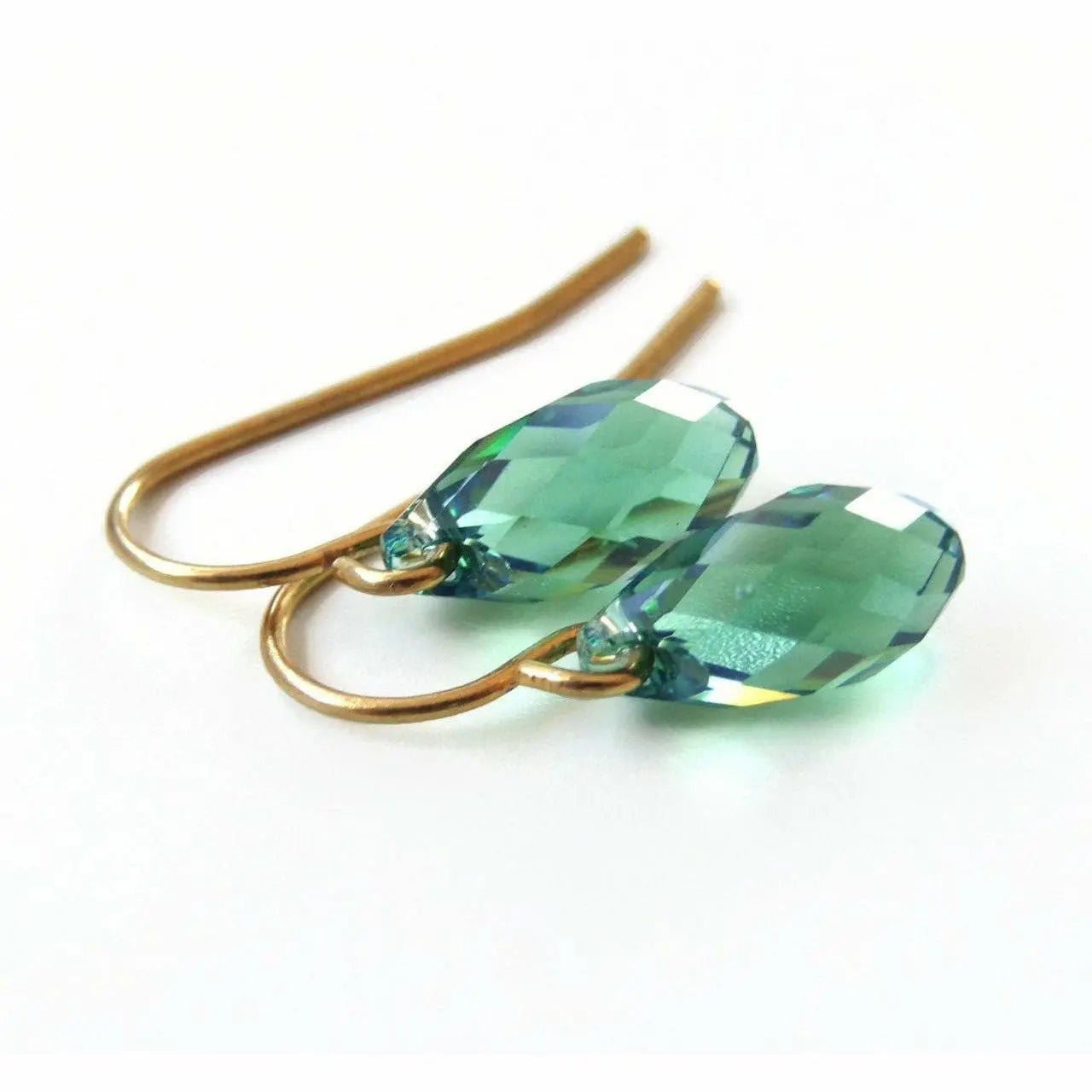Erinite Green Teardrop Crystal Briolette Earrings LoveYourBling