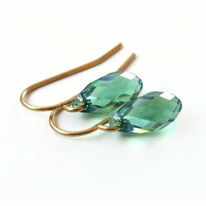 Erinite Green Teardrop Crystal Briolette Earrings LoveYourBling