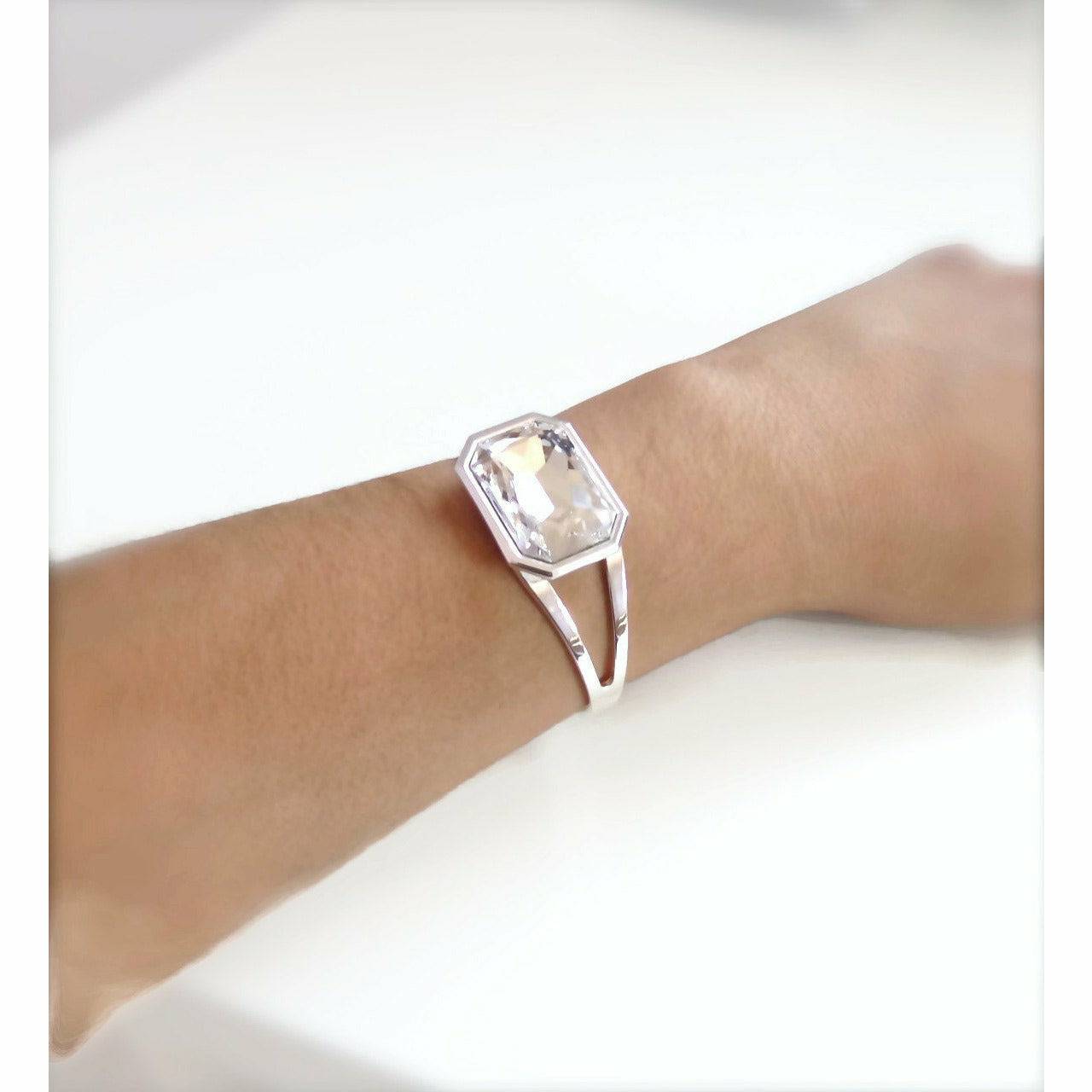 Clear crystal cuff bracelet