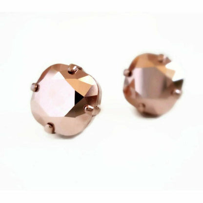 Rose gold square stud earrings