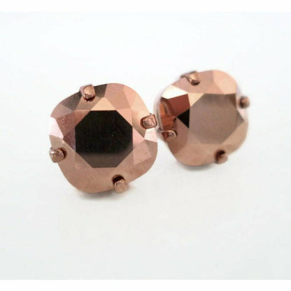 Rose gold square stud earrings