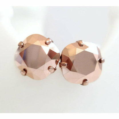 Rose gold square stud earrings