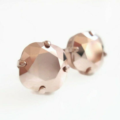 Rose gold square stud earrings