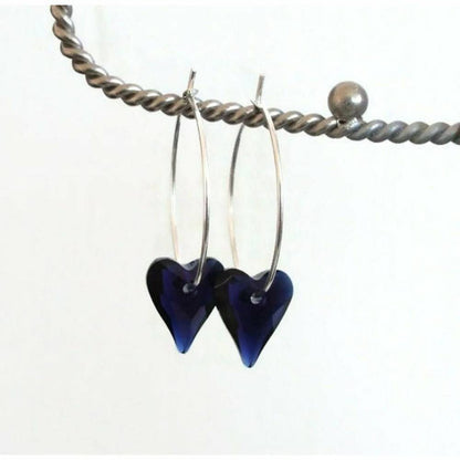 Navy blue heart earrings