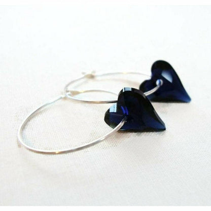 Boucles d'oreilles coeur bleu marine