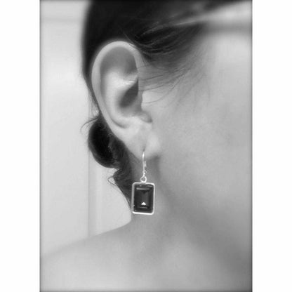 Pendientes talla esmeralda de cristal transparente