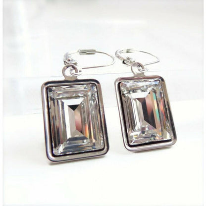 Pendientes talla esmeralda de cristal transparente