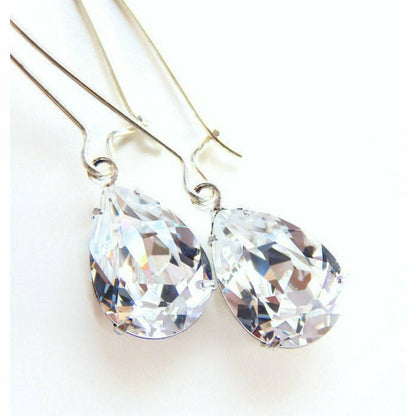 Boucles d'oreilles en cristal clair en forme de larme