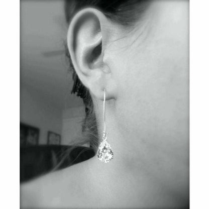 Boucles d'oreilles en cristal clair en forme de larme