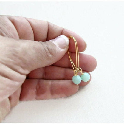 Mint green round crystal earrings