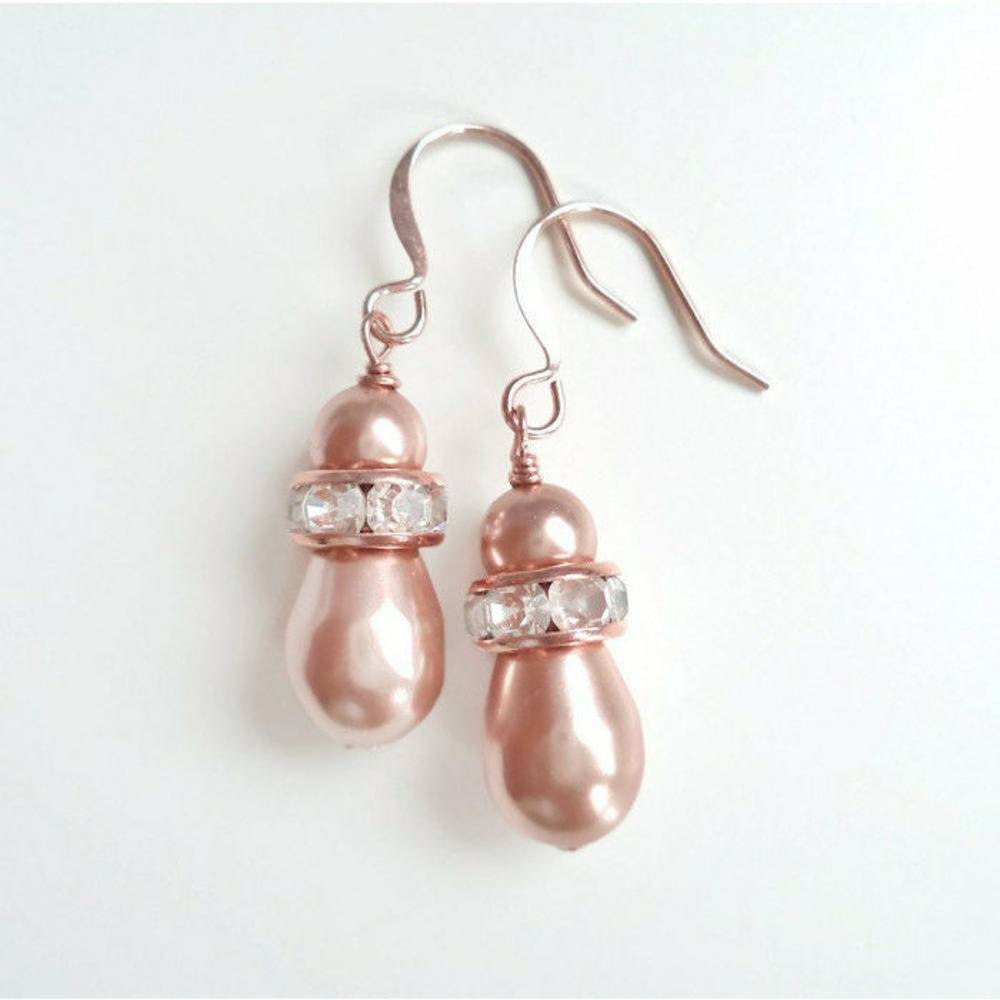 Blush pearl rose gold earrings