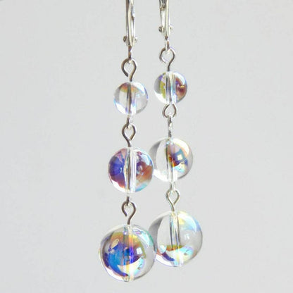 Rainbow iridescent bubble crystal earrings