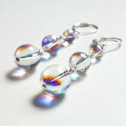 Rainbow iridescent bubble crystal earrings