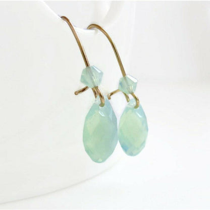 Boucles d'oreilles en forme de larme en cristal d'opale vert menthe