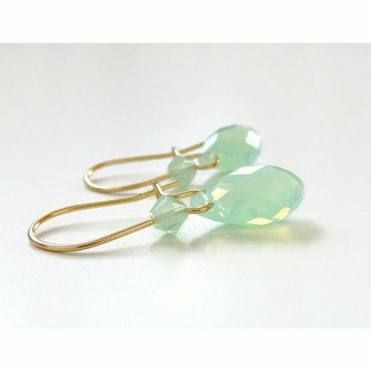 Boucles d'oreilles en forme de larme en cristal d'opale vert menthe