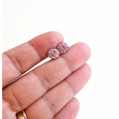 Pendientes de cristal rosa claro