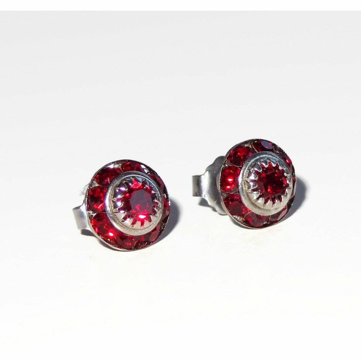 Vintage Red Crystal Post Earrings