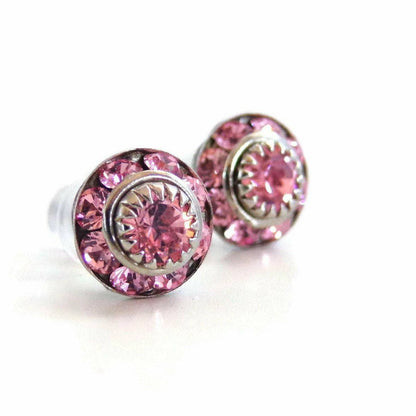 Pendientes de cristal rosa claro