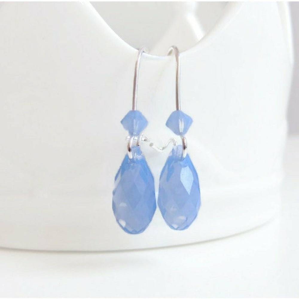 Sky Blue Opal Crystal Teardrop Earrings