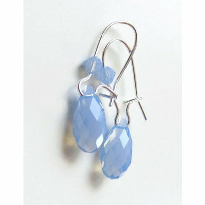 Sky Blue Opal Crystal Teardrop Earrings