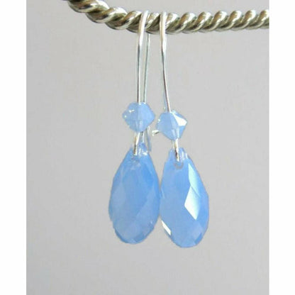 Boucles d'oreilles en forme de larme en cristal opale bleu ciel