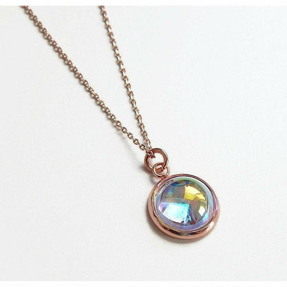 Collier bulle de cristal en or rose en plaqué or rose 