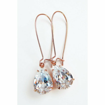 Boucles d'oreilles cristal clair sur or rose