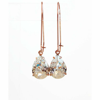 Boucles d'oreilles cristal clair sur or rose