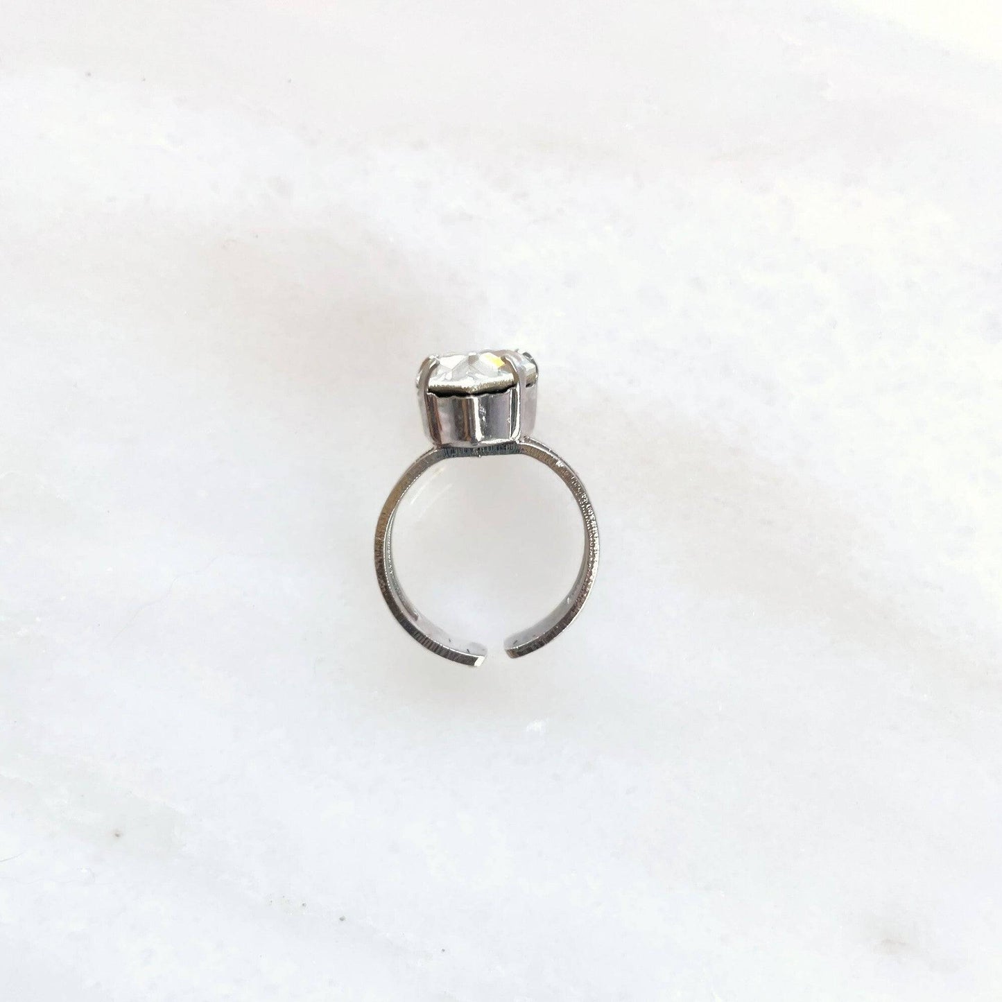Clear pear crystal ring